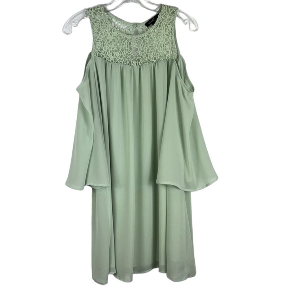 Heart Soul cold shoulder flowy shift dress Sz M jade color